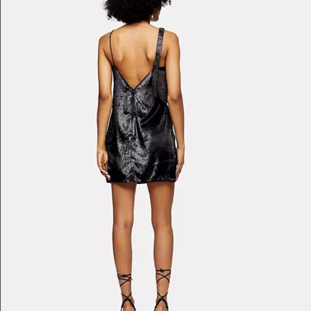 Topshop NWT!! Black Glitter Velvet Slip Dress US8 - Picture 3 of 6